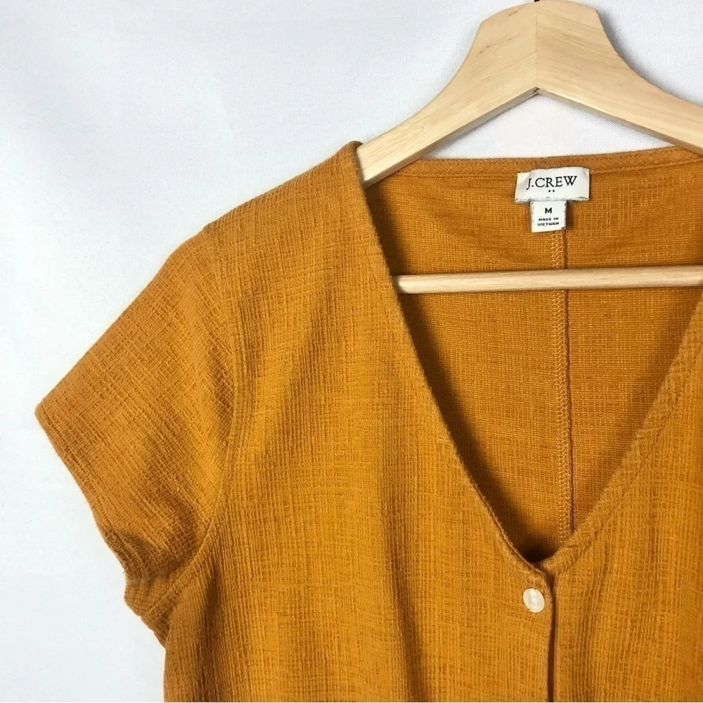 J. Crew Factory Golden Orange‎ Tie Front Short Sleeve M
